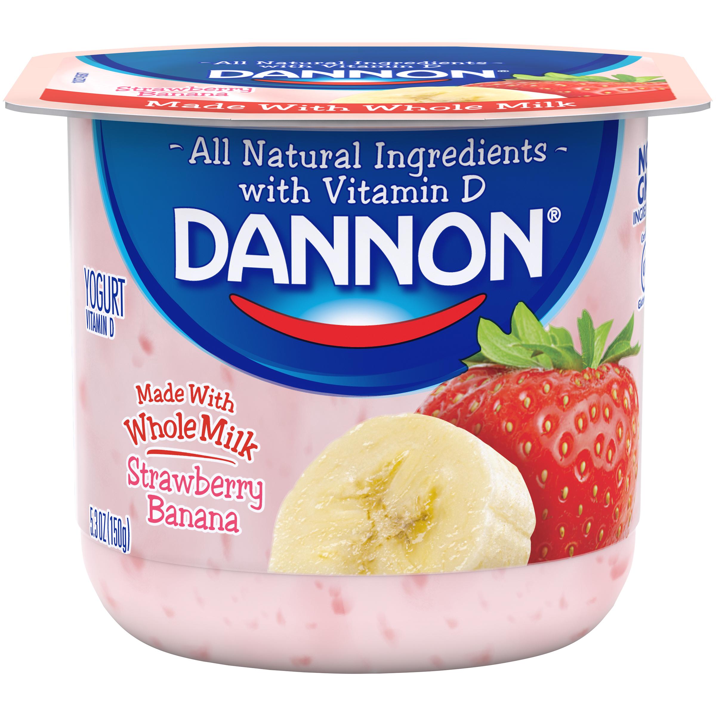 Dannon Blended Whole Milk Yogurt StrawberryBanana 5.3 oz. Single