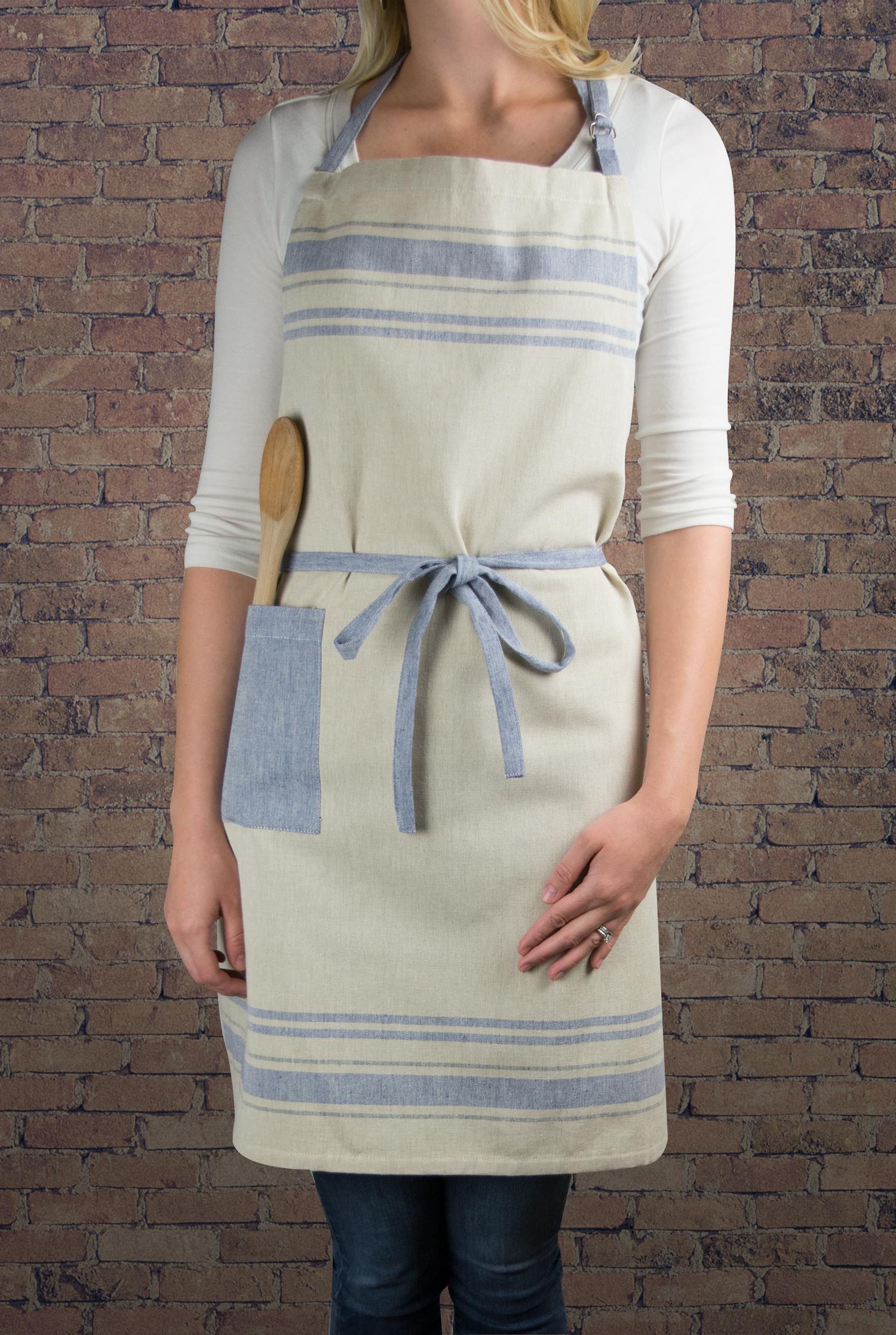 DII Cotton French Stripe Pot Holders with Pocket, 9 x 8" Set of 2