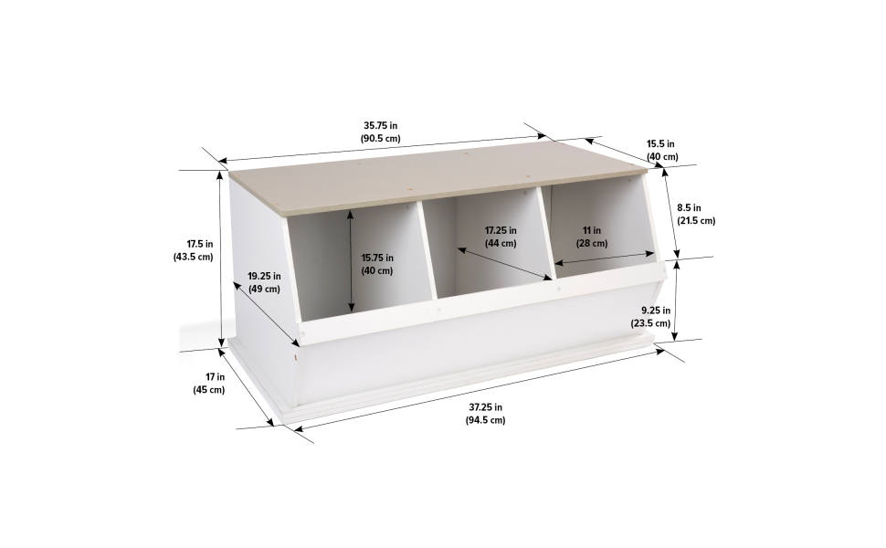 Badger Basket Three Bin Stackable Toy Storage Cubby