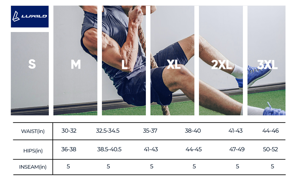 L LUWILD Men's 5 Inches Running Workout Shorts Quick Dry Gym Athletic