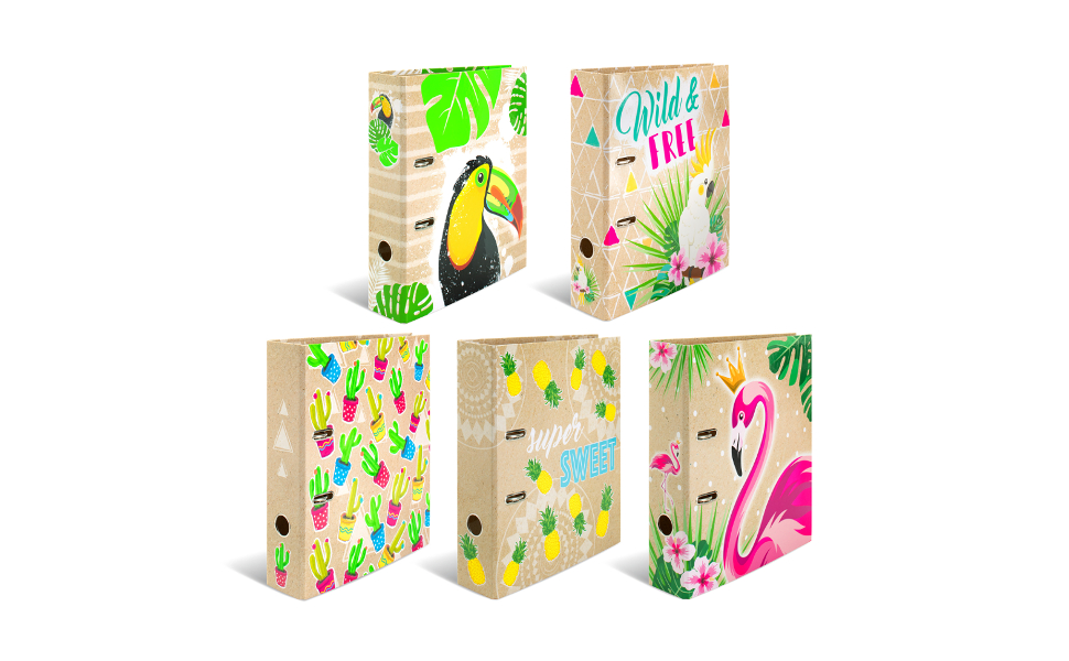 HERMA Lever Arch File Tropical with Flamingo Queen Motif, A4, 70 mm Spine, with Inner Print, 1