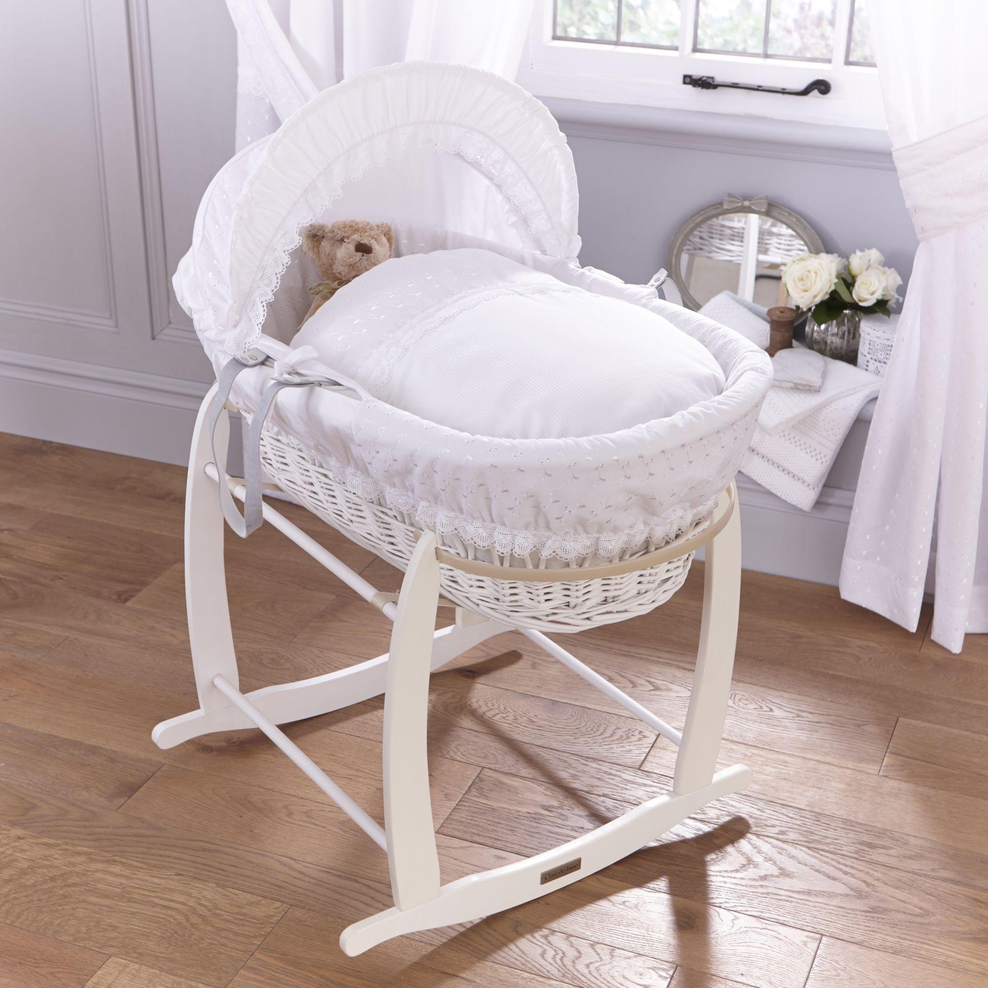 Clair de Lune Vintage Charcoal Wicker Moses Basket (White) Amazon.co