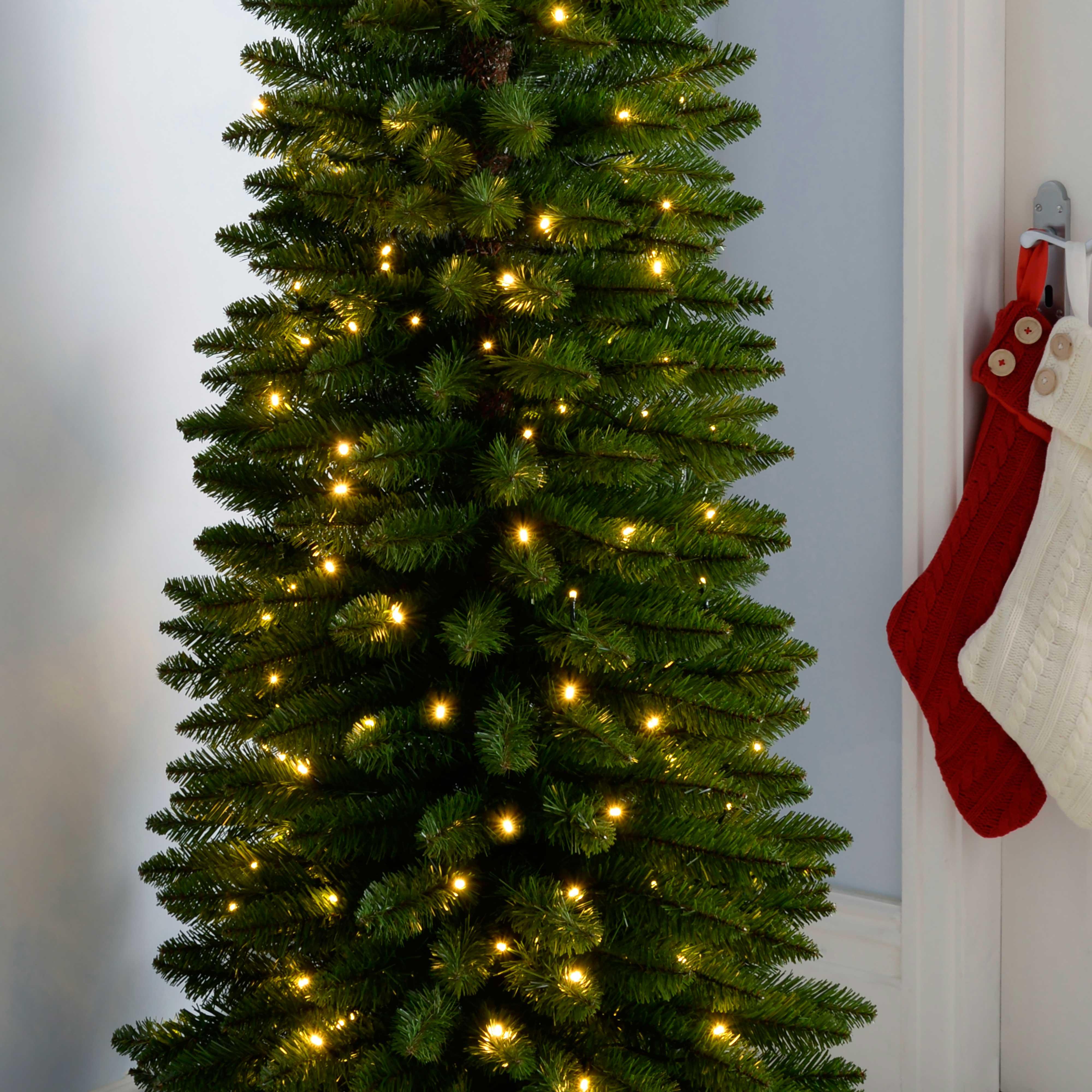 WeRChristmas PreLit Pencil Christmas Tree with 180 LED Lights, 6.5 feet/1.95 m 25 x 25 x 213