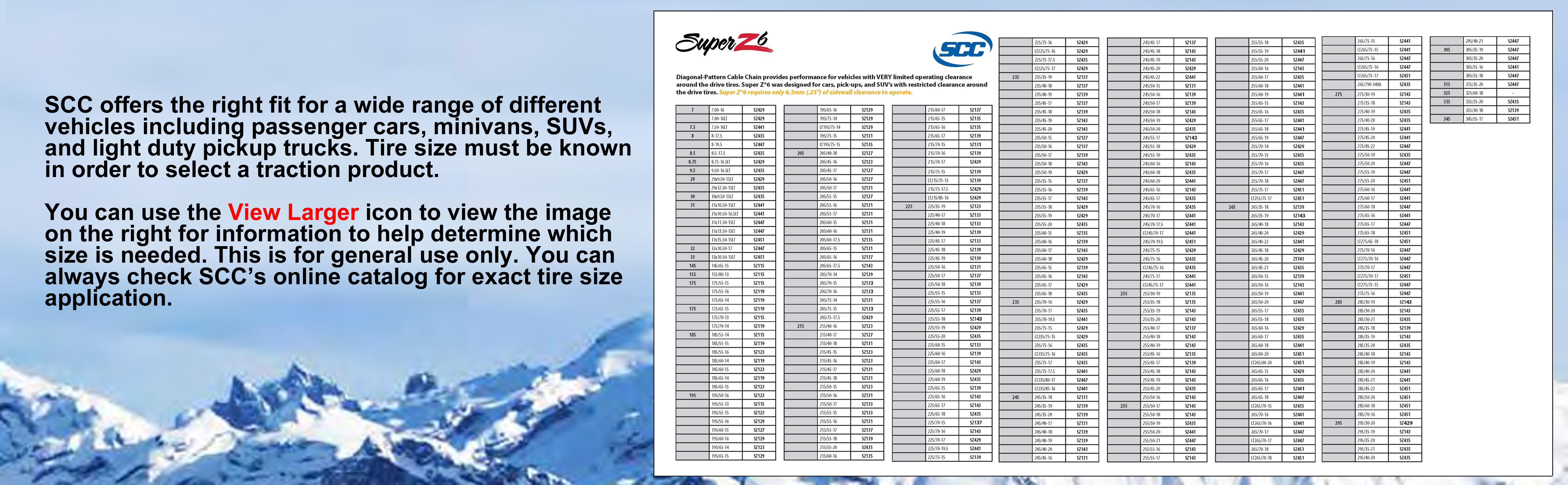 Auto Trac Snow Chains Size Chart Auto Trac Snow Chains Size Chart