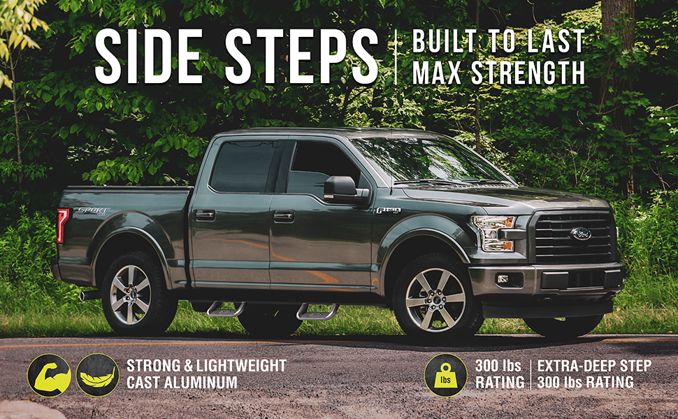 Bully,side step,truck accessories,durable,support,anti-slip,easy to install,rugged,customizable,pair
