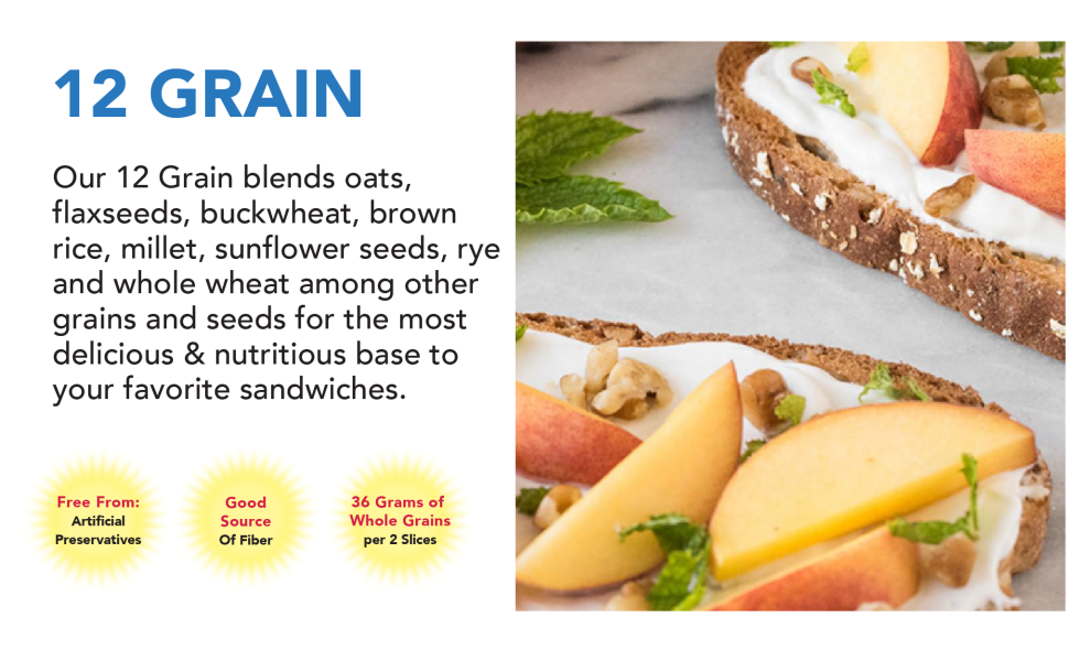 Brownberry Whole Grains 12 Grain Bread, Baked with Simple