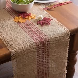 red table runner, ticking stripe table runner, dii runner, table runner farmhouse style