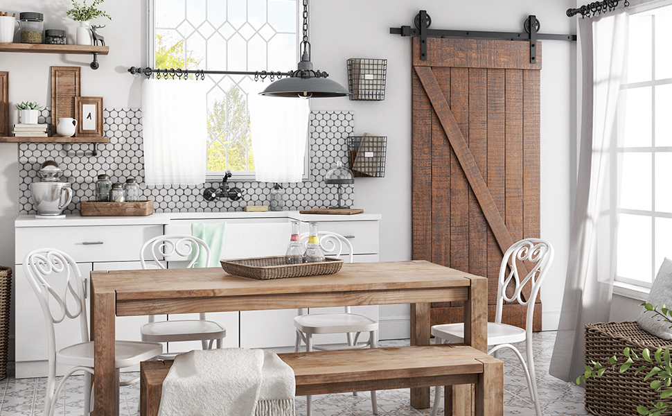 SMARTSTANDARD 6.6 Feet Heavy Duty Sliding Barn Door Hardware Kit, Black, Smoothly and Quietly, Simple and Easy to Install, Fit 36"-40" Wide Panel (Industrial Bigwheel Hangers)