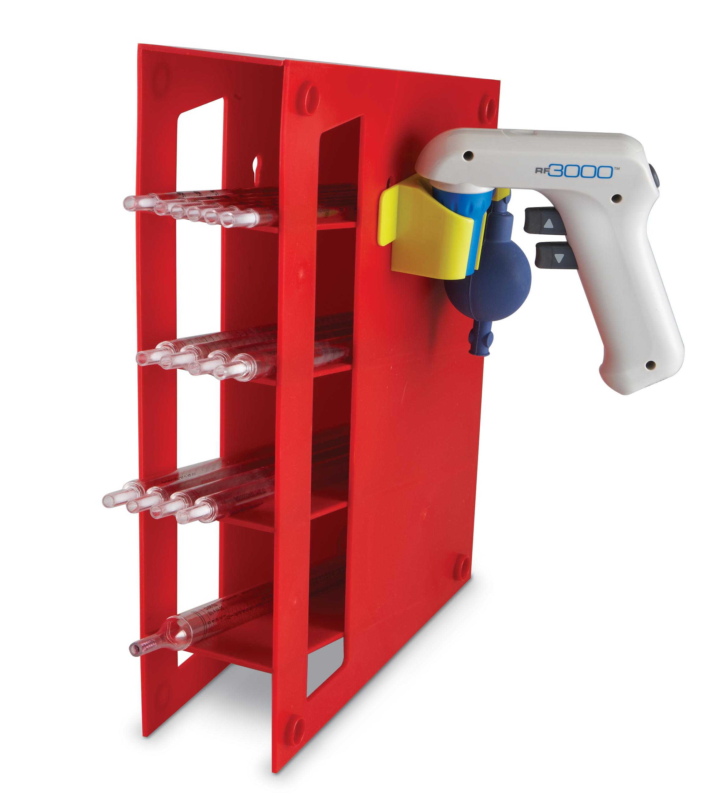 Heathrow Scientific HD20613 Red ABS Plastic Manual Pipette Rack with 4