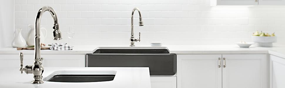 KOHLER K-99262-CP Artifacts 2-Hole Kitchen Sink Faucet and