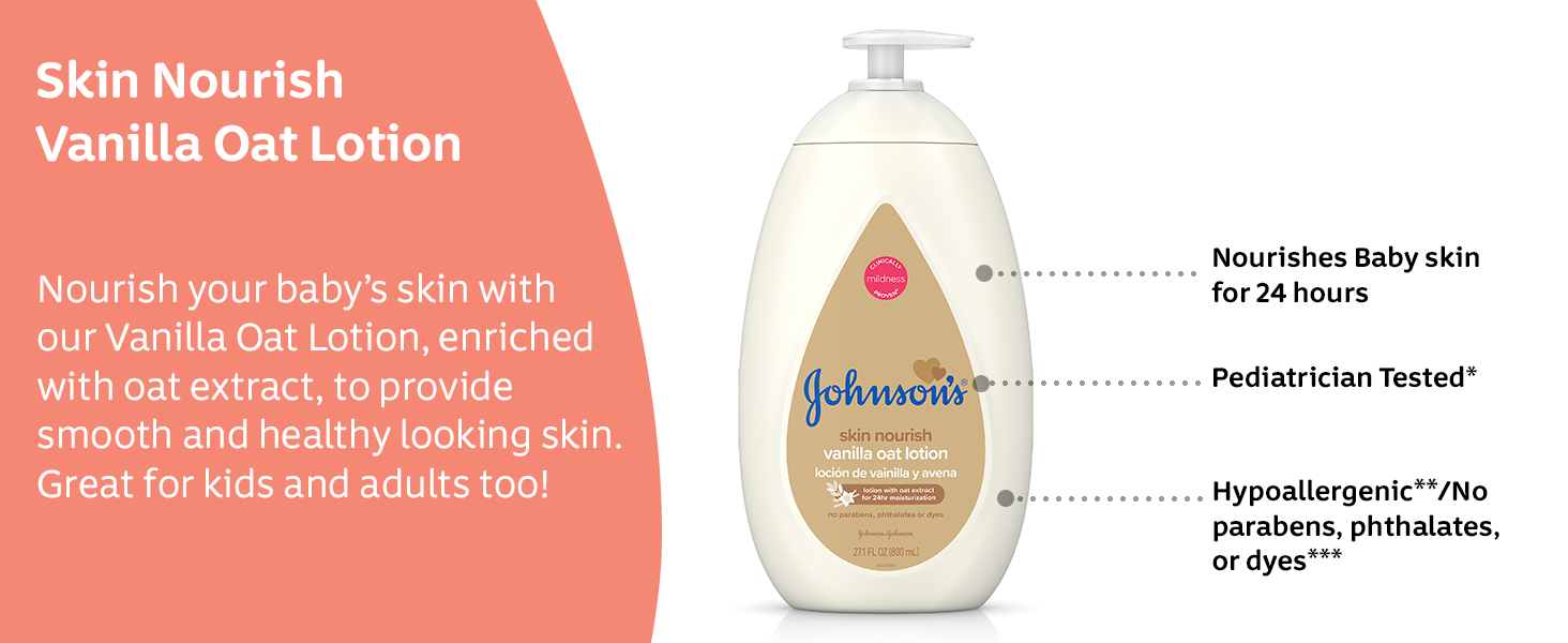 Nourish your baby's skin with our Vanilla Oat Lotion, to provide smooth and healthy looking skin