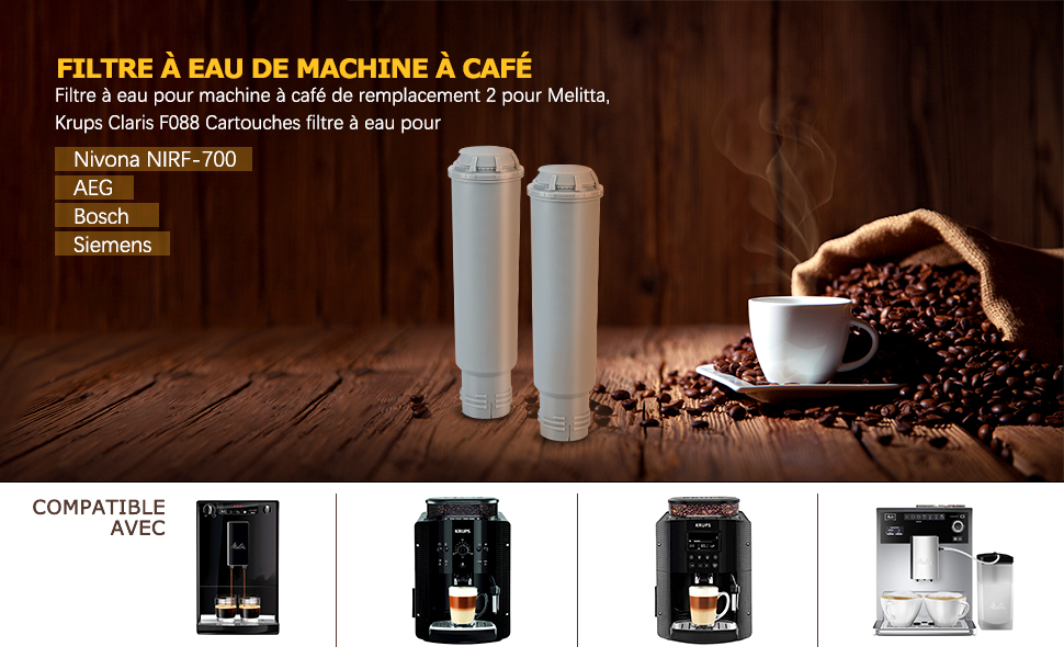 Cartouche Filtrante Pour Krups Claris F088 Machines à Café Homegoo Filtres à Eau Compatible Avec Melitta Nivona Nirf 700 Bosch Aeg Machines à