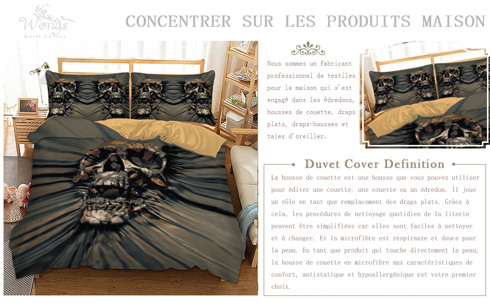 Comment Faire Tenir Une Couette Dans Une Housse De Couette Wongs Bedding Linge de lit 3D Death Skull imprimé Halloween Skull