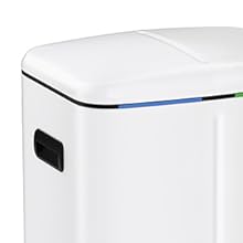 Songmics Double Poubelle, Poubelle De 2 X 20L, Poubelle En Métal Avec Deux Seaux, Seaux Intérieurs En Plastique Et Couvercle à Charnière, Poignée, Fermeture Souple, Hermétique, Blanc LTB40WT 12 Double poubelle