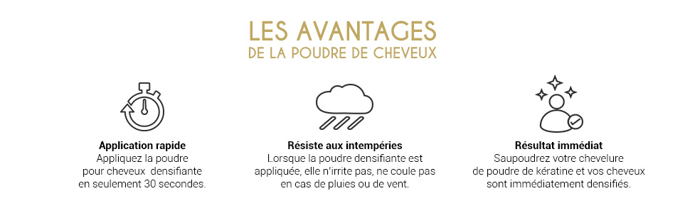 application rapide avantage poudre densifiante kératine cheveux couleur zones clairsemées matifier