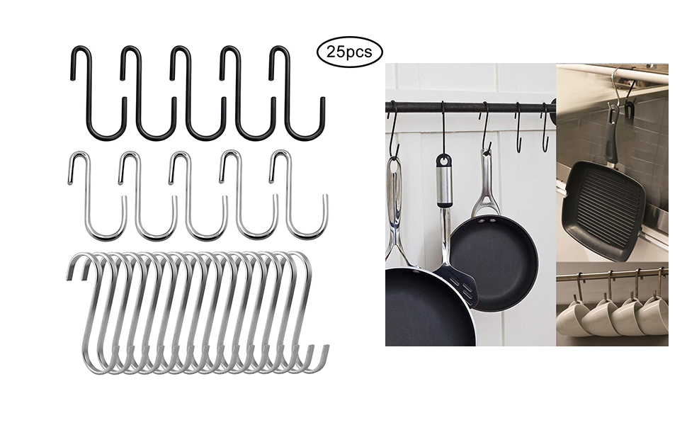 25 piezas de ganchos en forma de S para colgar plantas, barra de