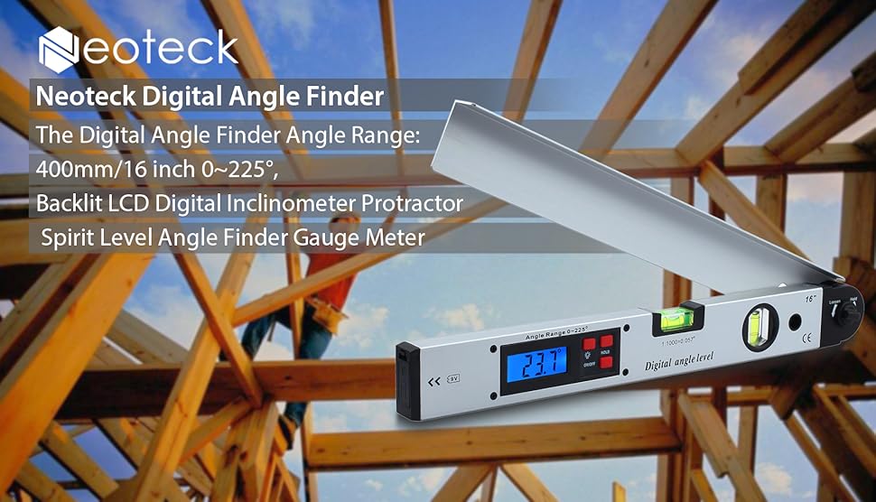 Neoteck Digital Angle Finder Ruler 400mm/16 inch Digital Inclinometer