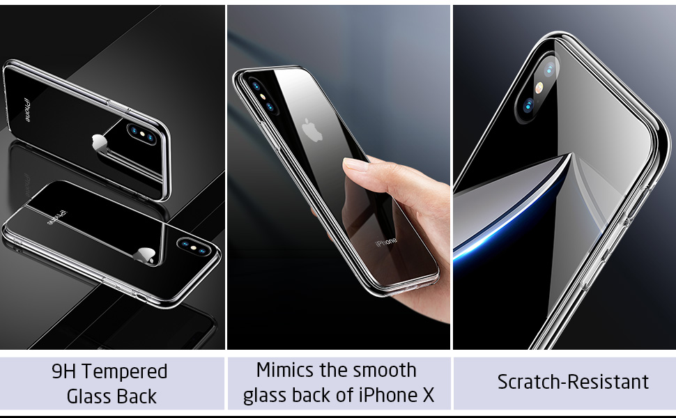 ESR Glass Case for iPhone X Case, 9H Tempered Glass Back [Mimics the