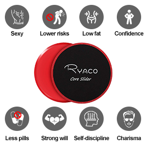 RYACO Core Exercise Sliders - Dual Sided Gliding Discs With Carry Bag For Carpet Or Hardwood Floors Home Abdominal Total Body Workout Equipment Black