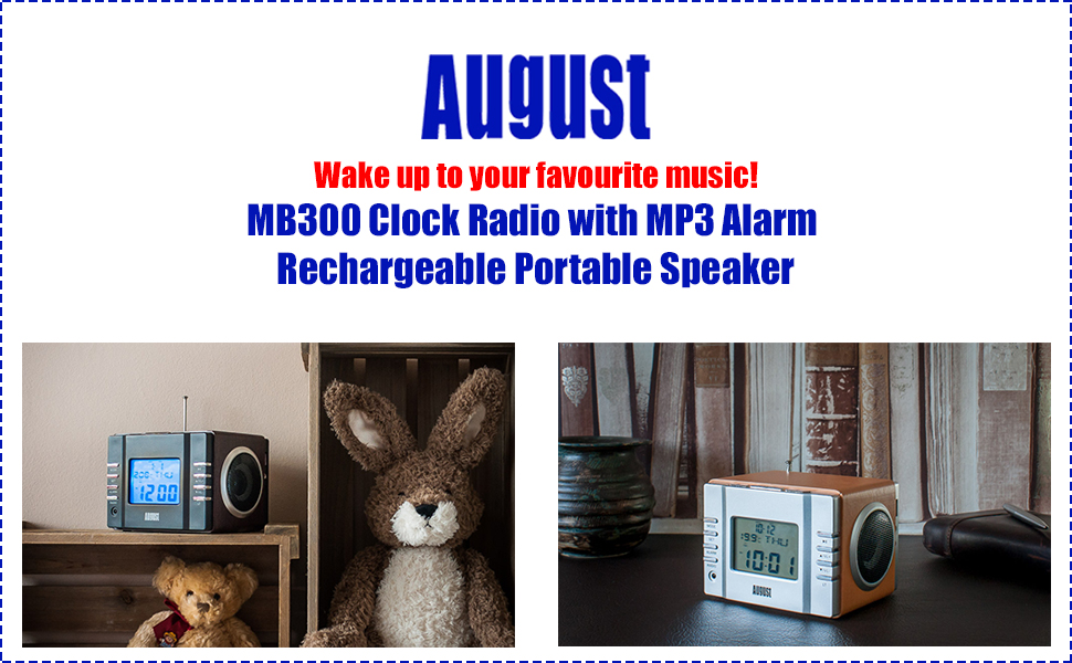 Clock Radio with MP3 Alarm August MB300 Wake to your Favourite
