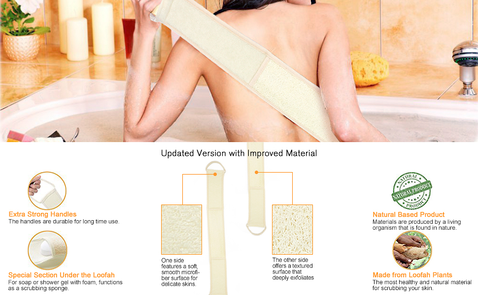 Loofah Exfoliating Back Scrubber For Shower by DigHealth, Large Size 31