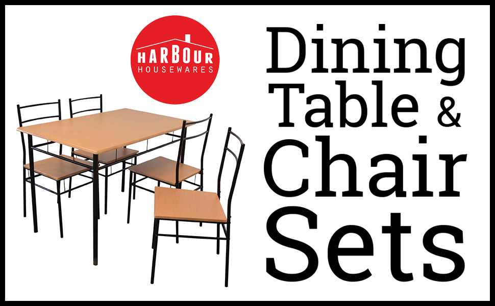 Harbour Housewares Rectangular Wooden Kitchen Dining Table with 4