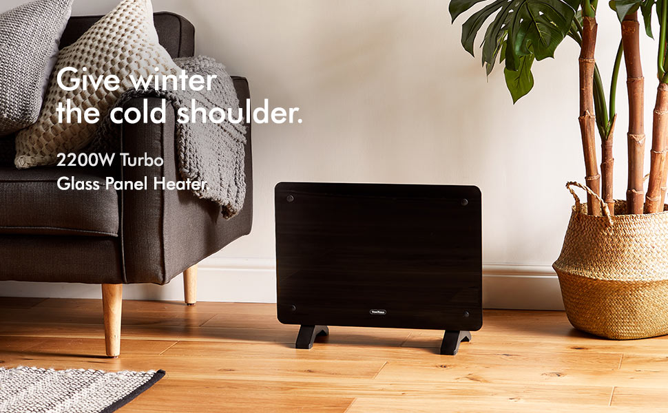 VonHaus Electric Turbo Fan Assisted Heater with Glass Panel Front 2200W