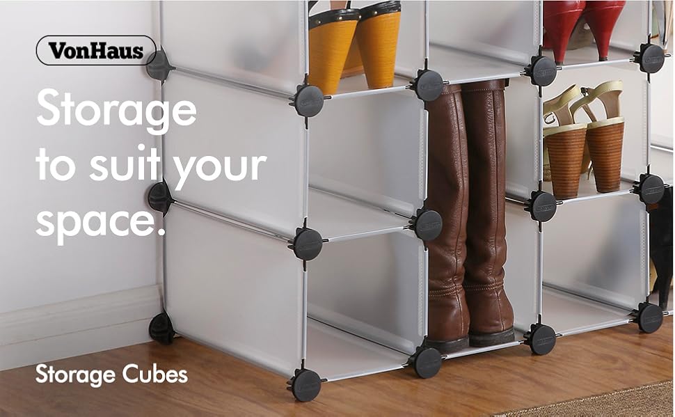 VonHaus 16x Interlocking Storage Shelves White Make into Any Size