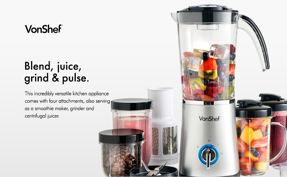 VonShef 4 in 1 Blender Multifunctional Smoothie Maker, Juicer