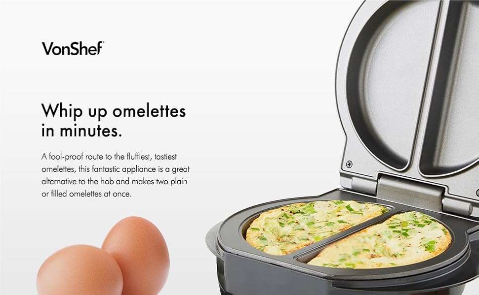 VonShef Omelette Maker Dual Electric Multi Cooker for Omelettes
