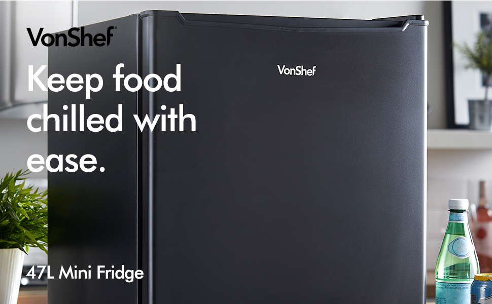 VonShef 47L Mini Fridge with Ice Compartment Compact Refrigerator Ideal For Bedrooms, Home