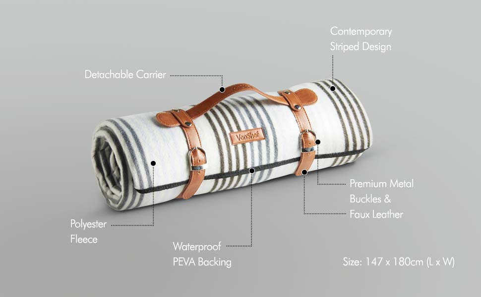 VonShef Picnic Blanket Rug Large Picnic Mat with Waterproof, Weather