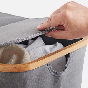 VonHaus Wäschekorb mit 2 Fächern – Wäschesammler – Mit separaten