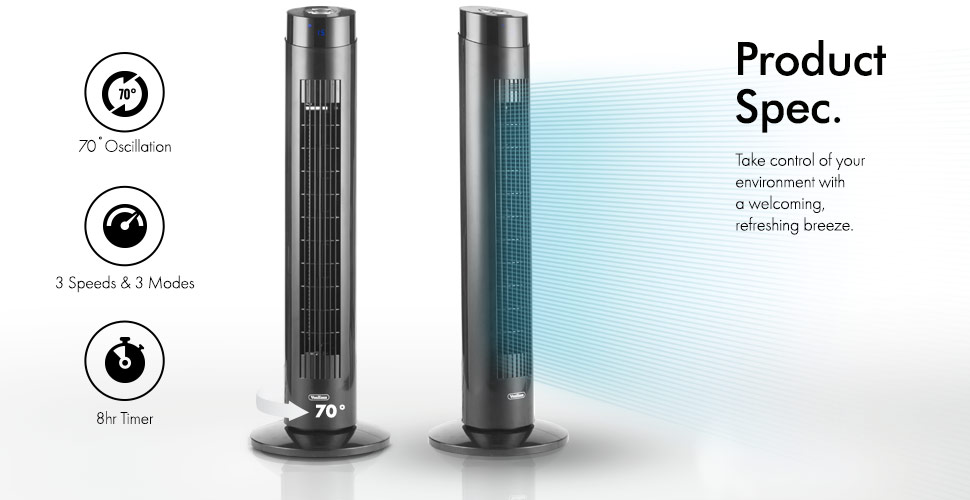 VonHaus Tower Fan 35” Upright Cooling Fan for Home/Office with Remote