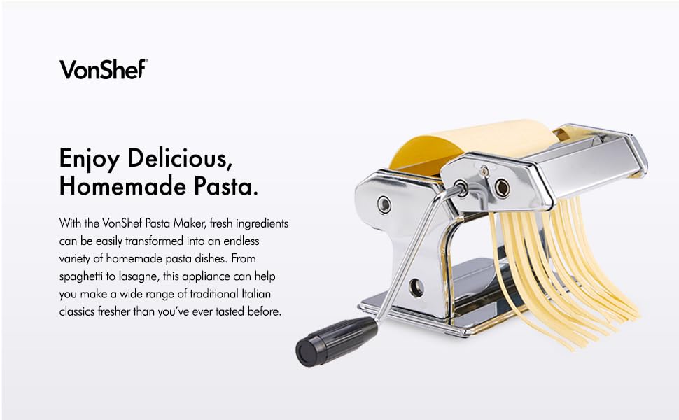 VonShef 5 in 1 Fresh Pasta Maker Machine Roller Lasagne Spaghetti