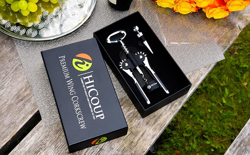 HiCoup Corkscrew Wine Opener Ergonomic, Double Winged Beer and Wine