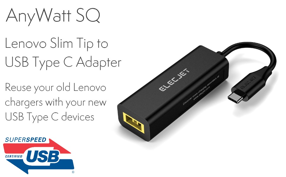 Lenovo Slim Tip Charger to USB C Adapter AnyWatt SQ Converter Power