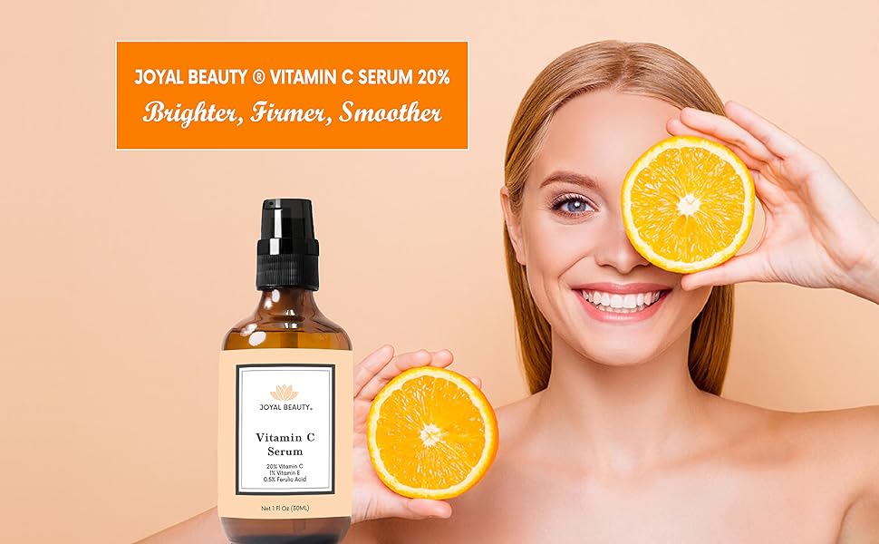 Organic 20 Vitamin C Serum with Hyaluronic Acid+Vitamin E Ferulic for