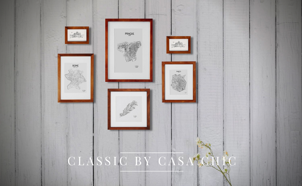 Classic by Casa Chic Solid Wood A4 Photo Frame Rustic Brown Mount