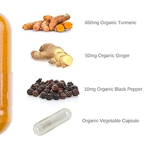 organic turmeric organic ginger organic black pepper certified organic tablets capsules supplements