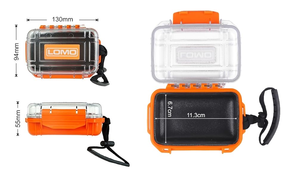 Lomo Drybox 17 Mini Size Transparent Orange/Clear. Kayak Dry Box