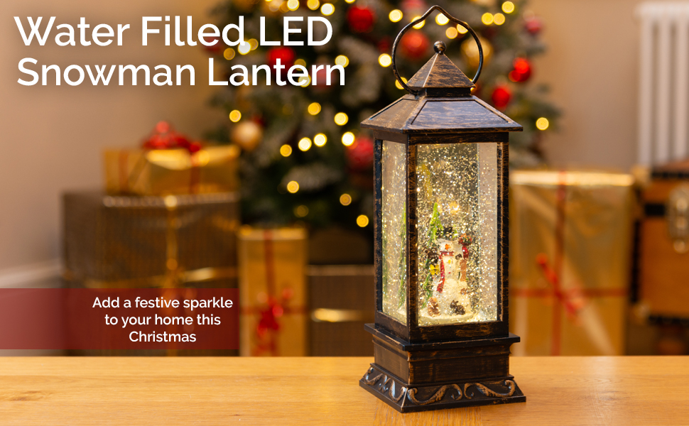 Christow Water Filled Swirling Glitter Lantern Battery Operated