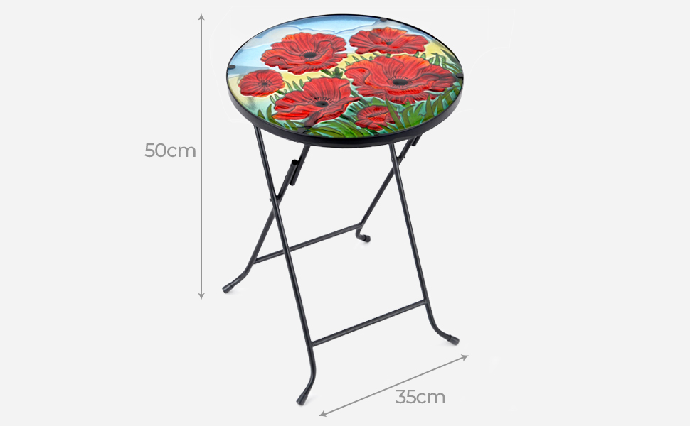 CHRISTOW Glass Top Bistro Table Small Folding Garden Patio Decoration