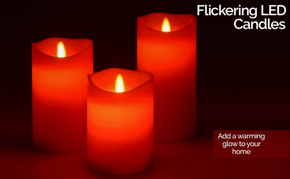 Christow LED Candles, Flickering Flameless Battery Pillar Lights