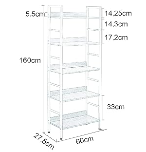 WOLTU Heavy Duty Bookcases Shelf Unit 5 Shelves Storage Rack Black 17 ggg