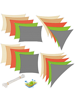 WOLTU Outdoor Sun Shade Sail Patio Suncreen Awning Garden Sun Canopy UV Block Grey 2x2x2 M 14 HDPE shade sail