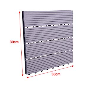 WOLTU 11x WPC Decking Tiles Garden Patio Balcony Interlocking Composite Decking Floor Brown 15 decking tile specifications