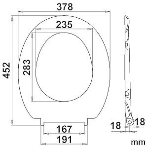 WOLTU Toilet Seats Soft Close Adjustable Hinge Toilet Lid Cover Family Bathroom Black 17 ds
