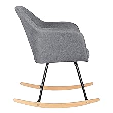 WOLTU Linen Look Rocking Chairs W/ Solid Wood Curved Legs Padded Seat Two Colours Light Grey 19 Rocking relax chair