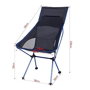 WOLTU Folding Camping Chairs Lightweight Outdoor Anglers' Equipment Chairs Black 15 Portable Camping Chair Black Ourdoor Picnic Fishing Folding Chair